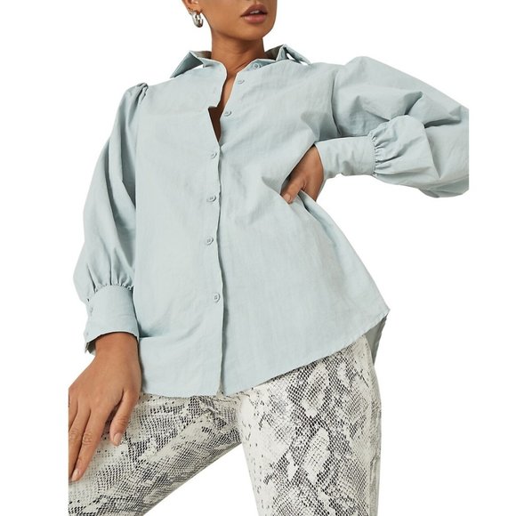 Missguided Women's Puffed-Sleeve Cotton Shirt - Picture 1 of 6